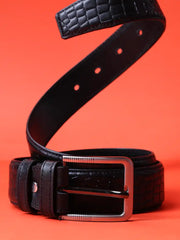 Croc-Embossed Premium Leather Belt