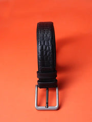 Croc-Embossed Premium Leather Belt