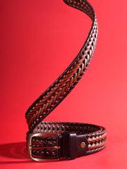 Heritage Woven Dual-Tone Leather Belt