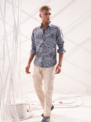 Blue Breeze Textured Print Shirt