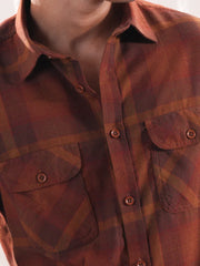 Men’s Rustic Check Flannel Double Pocket Shirt