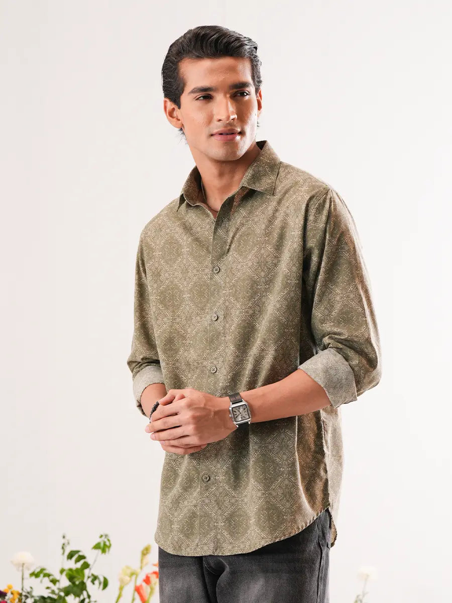Artisan Geometric Digital Printed Premium Cotton Shirt