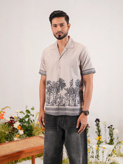 Coastal Haven Scenic Border Cuban Collar Shirt