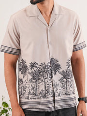 Coastal Haven Scenic Border Cuban Collar Shirt