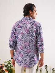 Lavender Meadow Digital Printed Crinkle Shirt