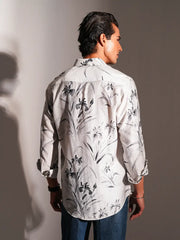 Monochromatic Floral Artisan Crinkle Shirt