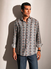 Nordic Mosaic Digital Printed Crinkle Shirt