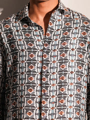 Nordic Mosaic Digital Printed Crinkle Shirt