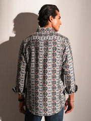 Nordic Mosaic Digital Printed Crinkle Shirt