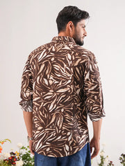 Umber Abstract Wave Crinkle Shirt