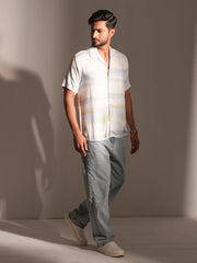 The Horizon Abstract Digital Print Cuban Collar Shirt