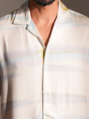 The Horizon Abstract Digital Print Cuban Collar Shirt