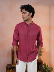 Men's Premium Linen  Mandarin Collar Shirt