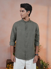 Men's Premium Linen  Mandarin Collar Shirt