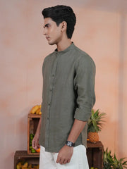 Men's Premium Linen  Mandarin Collar Shirt