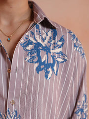 Ethereal Bloom Stripe Relaxed Shirt