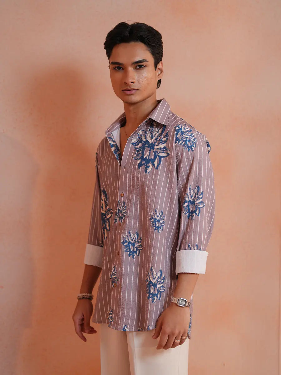 Ethereal Bloom Stripe Relaxed Shirt