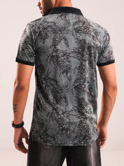 Men’s Tropical Pine Print Polo Shirt