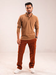 Men’s light  Brown Full Sleeve Polo Shirt