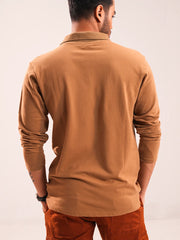 Men’s light  Brown Full Sleeve Polo Shirt