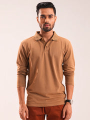 Men’s light  Brown Full Sleeve Polo Shirt