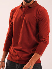 Men’s Rust Brown Full Sleeve Polo Shirt