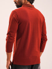 Men’s Rust Brown Full Sleeve Polo Shirt