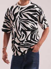 Monochrome Jungle Vibe Drop-Shoulder Tee