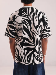 Monochrome Jungle Vibe Drop-Shoulder Tee