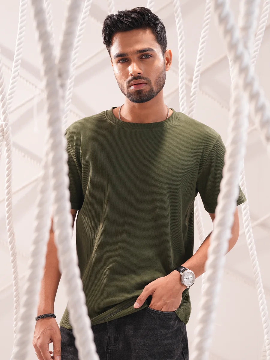 Olive Core Men's Ribbed T-Shirt