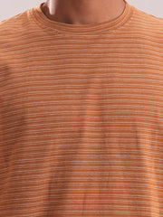 Men’s Caramel Striped Crew Neck Tee