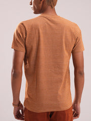 Men’s Caramel Striped Crew Neck Tee
