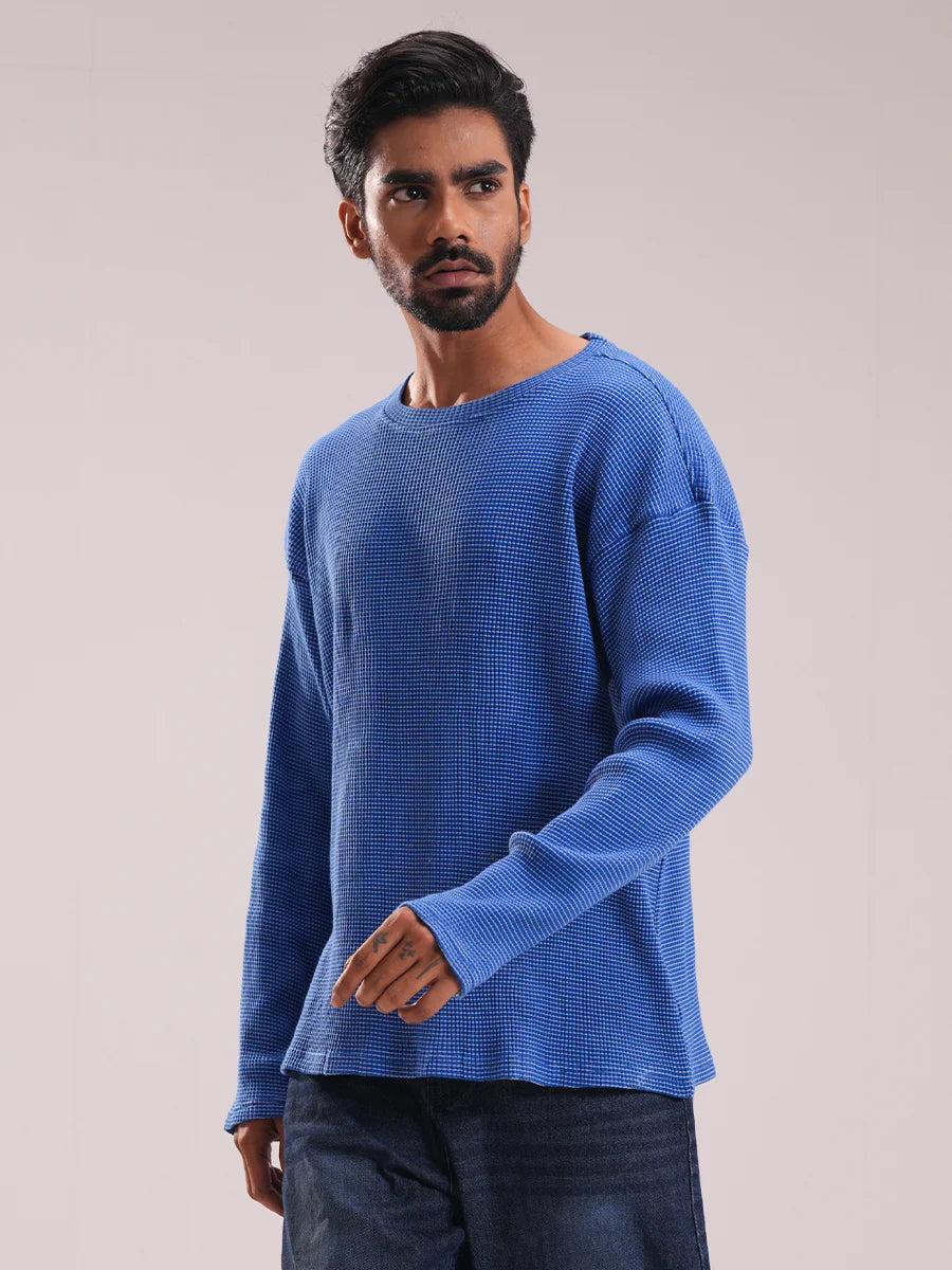 Men’s Textured Waffle Knit Full Sleeve Tee