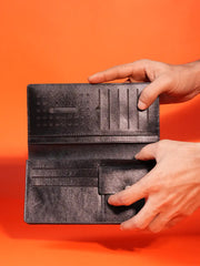 Croc-Embossed Unisex Leather Long Wallet