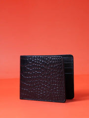 Croc-Embossed Compact Bi-Fold Wallet