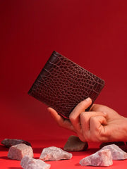 Croc-Embossed Compact Bi-Fold Wallet