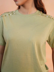 Olive Gilded Shoulder Premium Tee