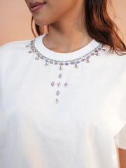 Ivory Tiara Zardozi Premium Tee