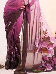 Enchanting Orchid Ombre" Chiffon Saree